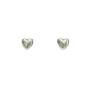 Handmade sterling silver bubble heart stud earrings by Canadian jewelry artist Karyn Chopik at Effusion Art Gallery in Invermere, BC.