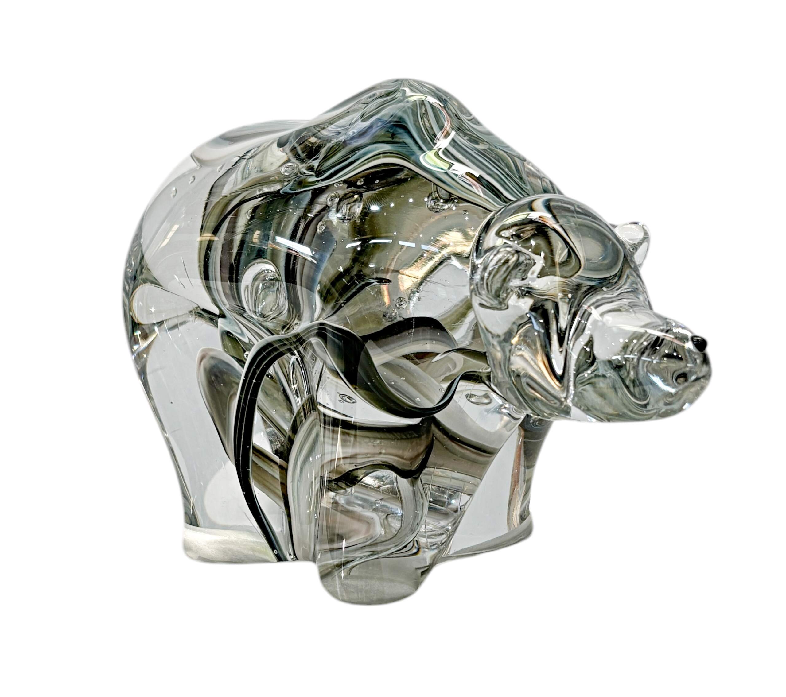 Blown glass Galaxy Bear by Canadian glass artist Hayden MacRae at Effusion Art Gallery in Invermere, BC.
