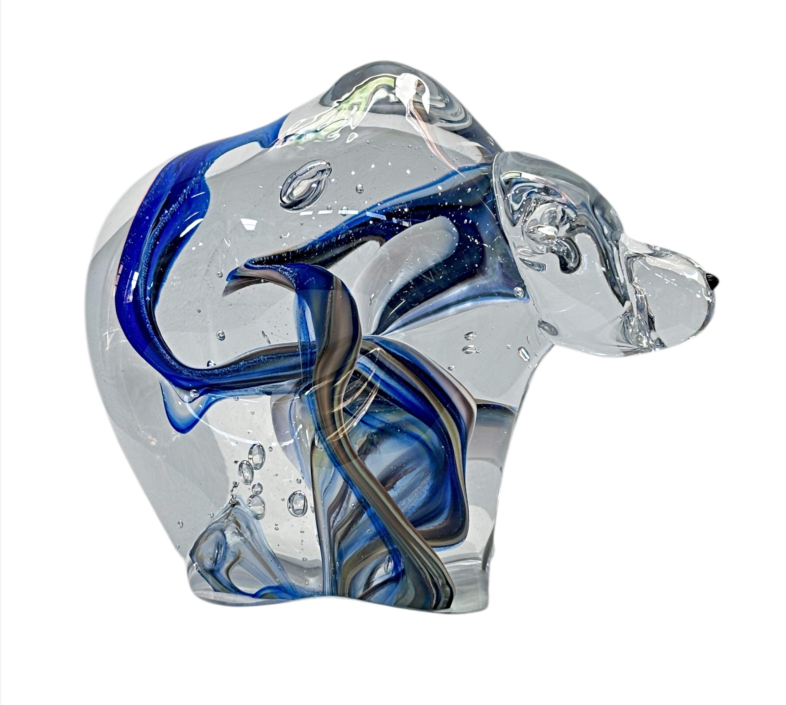 Blown glass Galaxy Bear by Canadian glass artist Hayden MacRae at Effusion Art Gallery in Invermere, BC.