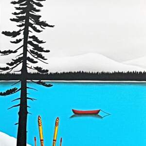 Fresh Tracks Tuesday, original landscape painting by Canadian artist Natasha Miller at Effusion Art Gallery in Invermere, BC.