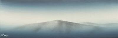 Mountain Air, original mixed media painting of foggy mountains by Canadian artist Cody Pendleton at Effusion Art Gallery in Invermere, BC.