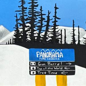 Mountain Roots, original mixed media painting of the ski hill at Panorama Mountain Resort by Canadian artist Cody Pendleton at Effusion Art Gallery in Invermere, BC.