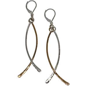 Handmade sterling silver + bronze earrings by Karyn Chopik Jewelry at Effusion Art Gallery in Invermere, BC.