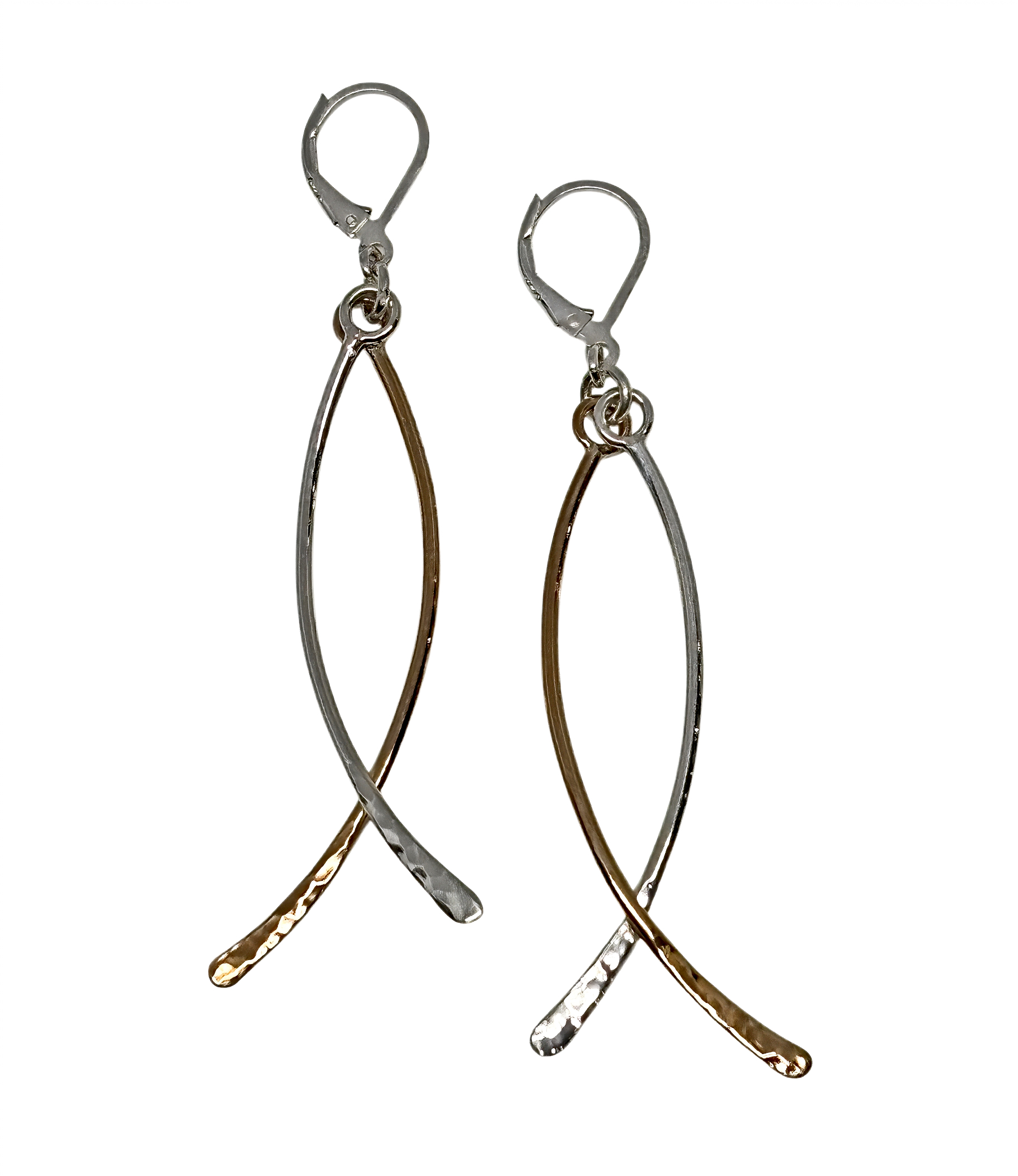 Handmade sterling silver + bronze earrings by Karyn Chopik Jewelry at Effusion Art Gallery in Invermere, BC.