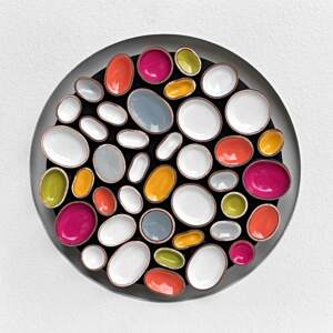 Cha Cha, original 3-D mixed media abstract painting by Canadian artist Richelle Osborne at Effusion Art Gallery in Invermere, BC.