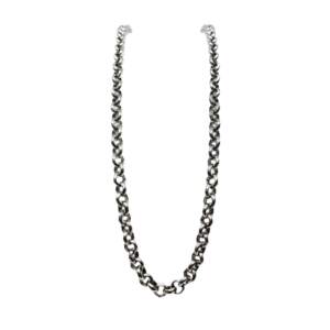 Handmade sterling silver rolo chain necklace by Canadian jewelry artist Karyn Chopik at Effusion Art Gallery in Invermere, BC.