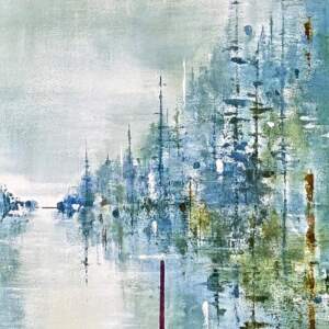 Silence 2, original acrylic landscape painting by Canadian artist Gina Sarro at Effusion Art Gallery in Invermere, BC.