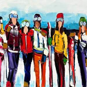 Here and Now, original oil ski painting by Canadian artist Kimberly Kiel at Effusion Art Gallery in Invermere, BC.