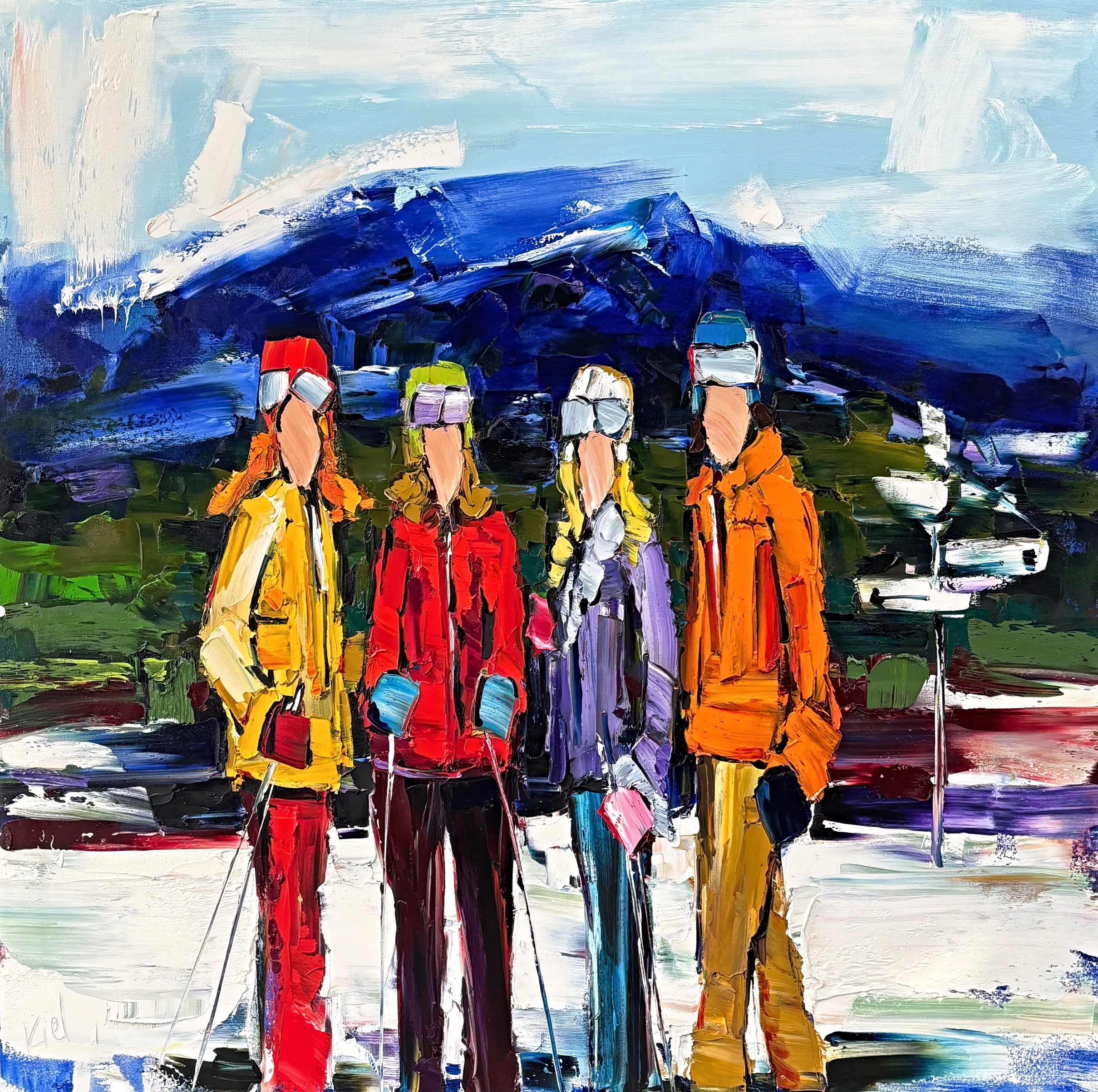 Top of the Work, original oil local ski painting of Panorama Mountain Resort by Canadian artist Kimberly Kiel at Effusion Art Gallery in Invermere, BC.