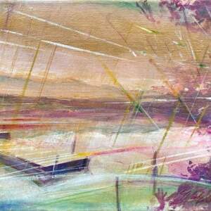 Lake Windermere, original mixed media painting by Canadian artist Michel Saint Hilaire at Effusion Art Gallery in Invermere, BC.