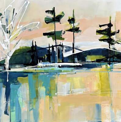 Embrace (Rule Breaker), original acrylic landscape painting by Canadian artist Katie Lois at Effusion Art Gallery in Invermere, BC.