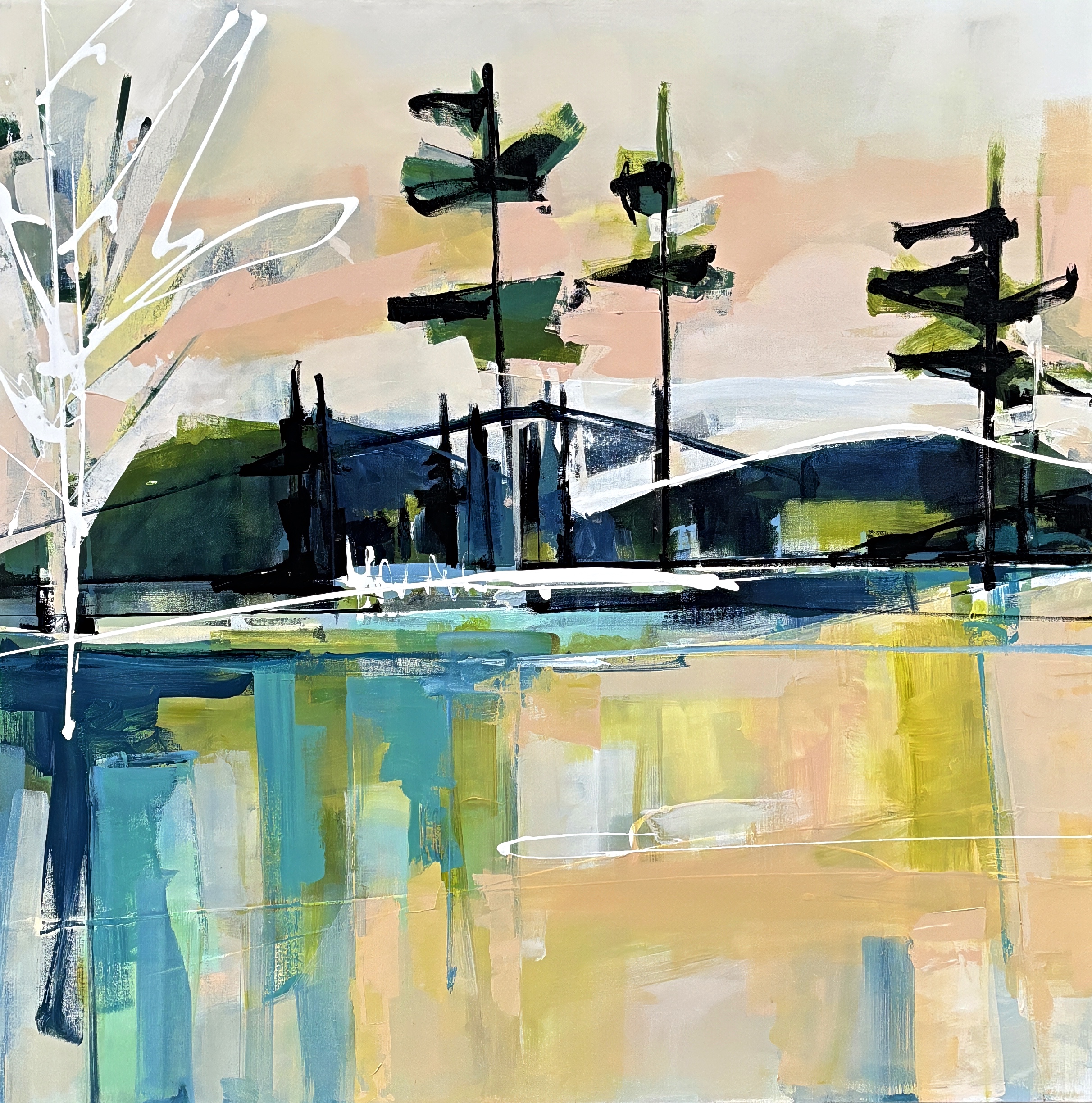 Embrace (Rule Breaker), original acrylic landscape painting by Canadian artist Katie Lois at Effusion Art Gallery in Invermere, BC.