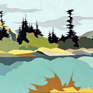 Riffles and Pools, original acrylic landscape painting by Canadian artist Michelle Barkway at Effusion Art Gallery in Invermere, BC.