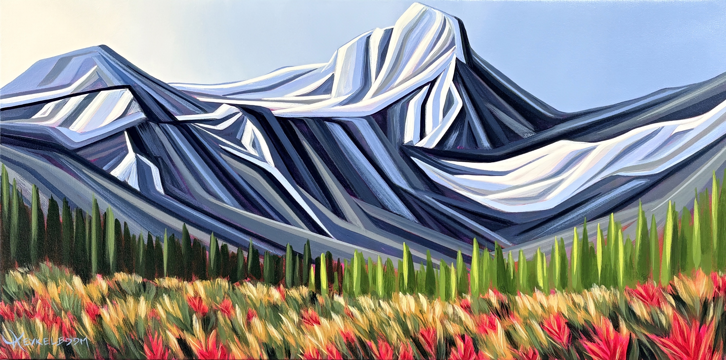 Mount Nelson Splendor, original acrylic landscape painting by Canadian artist Kayla Eykelboom at Effusion Art Gallery in Invermere, BC.