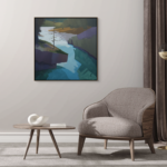 Cascading Silence, original oil abstract landscape painting of Marble Canyon by Canadian artist Michael King at Effusion Art Gallery in Invermere, BC.