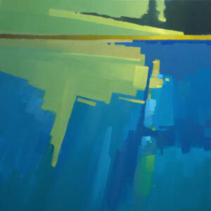 The Stillness Beneath, original oil abstract landscape painting of Olive Lake by Canadian artist Michael King at Effusion Art Gallery in Invermere, BC.