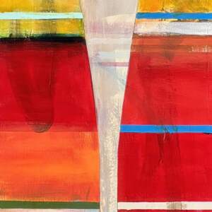 A Nice Day, original mixed media canoe paddle painting by Canadian artist Sylvain Leblanc at Effusion Art Gallery in Invermere, BC.