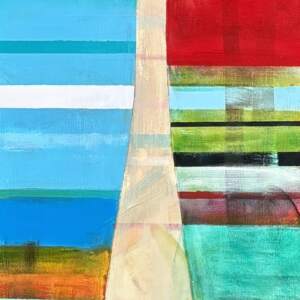 Calm and Serene, original mixed media canoe paddle painting by Canadian artist Sylvain Leblanc at Effusion Art Gallery in Invermere, BC.