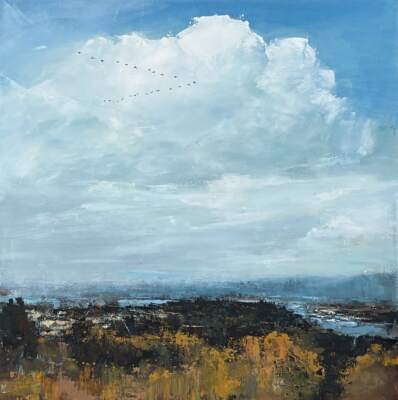 Distant Wind, original acrylic landscape painting by Canadian artist William Liao at Effusion Art Gallery in Invermere, BC.