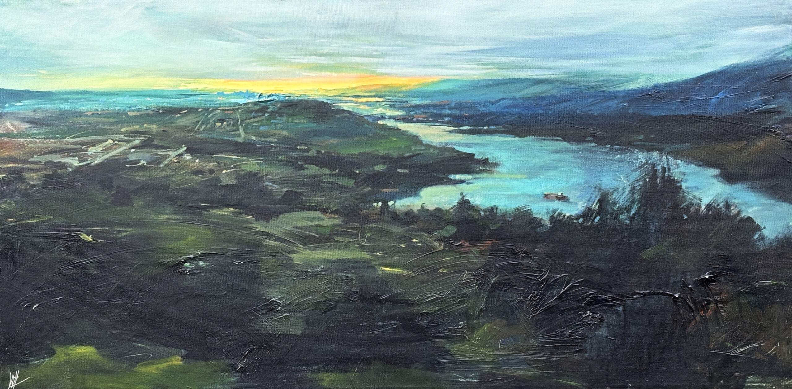 Low Cloud, original acrylic landscape painting by Canadian artist William Liao at Effusion Art Gallery in Invermere, BC.