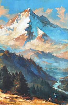 Majestic Heights, original acrylic landscape painting by Canadian artist William Liao at Effusion Art Gallery in Invermere, BC.