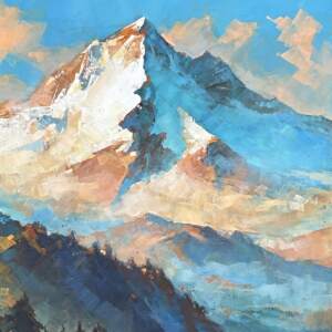 Majestic Heights, original acrylic landscape painting by Canadian artist William Liao at Effusion Art Gallery in Invermere, BC.