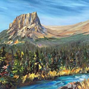 Standing Tall, original acrylic landscape painting of Castle Mountain to Helena Peak by Canadian artist Joel Masewich at Effusion Art Gallery in Invermere, BC.