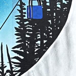 Moonlight Mile, original mixed media ski painting by Canadian artist Cody Pendleton at Effusion Art Gallery in Invermere, BC.