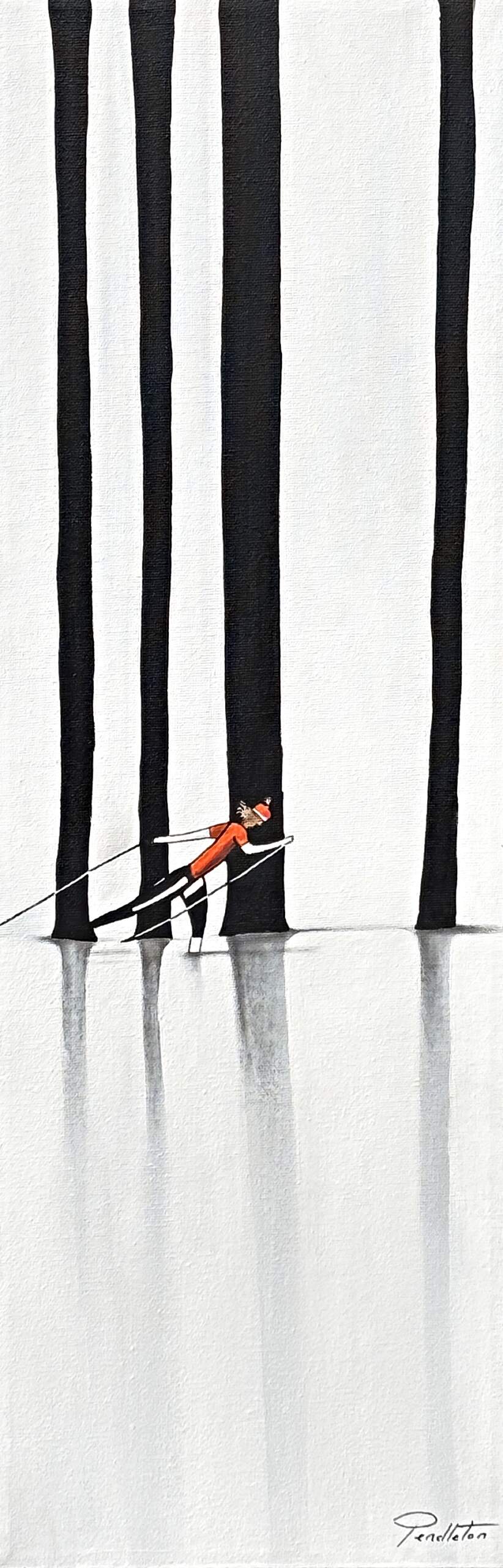 Slow Burn, original mixed media ski painting by Canadian artist Cody Pendleton at Effusion Art Gallery in Invermere, BC.