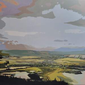 Come from Away, Original acrylic prairie landscape painting by Canadian artist Michaela Hoppe at Effusion Art Gallery in Invermere, BC.