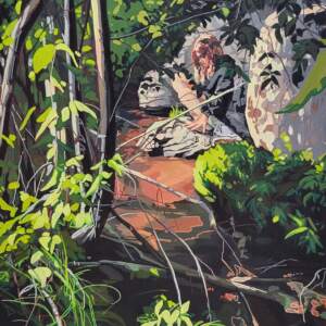 Looking Back Original acrylic figurative landscape painting by Canadian artist Michaela Hoppe at Effusion Art Gallery in Invermere, BC.