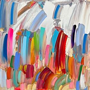 Prairie Fire, original acrylic abstract painting by Canadian artist Adam Persichetti at Effusion Art Gallery in Invermere, BC.