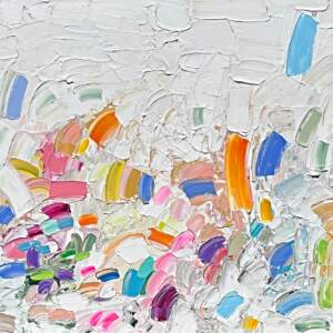 They Will Soon be Blooming through the Snow, original acrylic abstract painting by Canadian artist Adam Persichetti at Effusion Art Gallery in Invermere, BC.