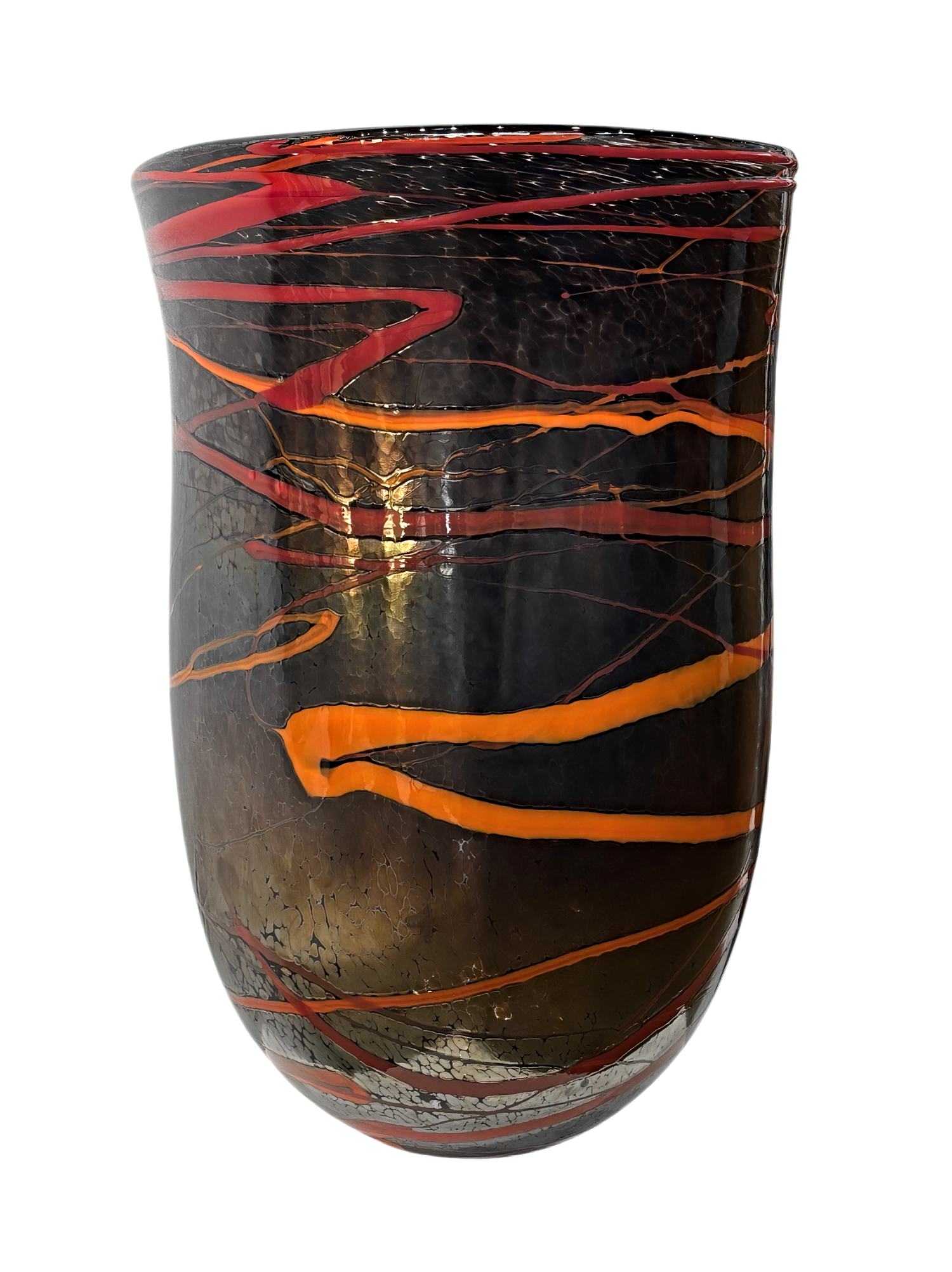 Ancient Shimmer Vase 3, blown glass vase by Canadian glass artist Hayden MacRae at Effusion Art Gallery in Invermere, BC.