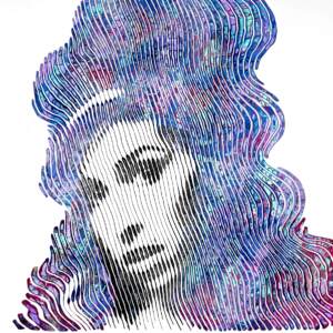 Amy Winehouse Back to Black, original 3-D mixed media painting of Amy Winehouse by Canadian artist Virginie Schroeder at Effusion Art Gallery in Invermere, BC.