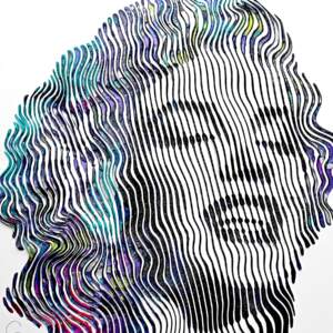 Marilyn Monroe Fragments of Eternity, original 3-D mixed media painting of Marilyn Monroe by Canadian artist Virginie Schroeder at Effusion Art Gallery in Invermere, BC.