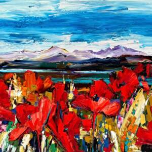 But it's True, original landscape painting with wildflowers by Canadian artist Kimberly Kiel at Effusion Art Gallery in Invermere, BC.