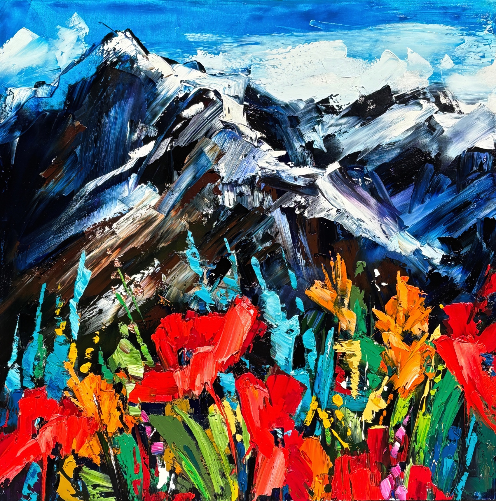 Iconic Images of the Rockies: Banff National Park 2, original mountain landscape painting in Banff National Park by Canadian artist Kimberly Kiel at Effusion Art Gallery in Invermere, BC.