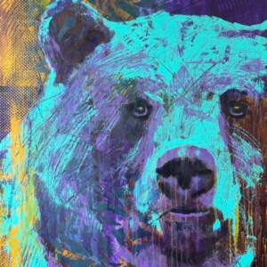 Strength and Wisdom, original acrylic bear painting by Canadian artist John Webster at Effusion Art Gallery in Invermere, BC.