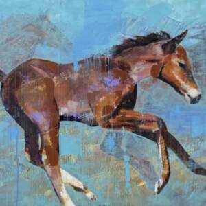 Unbridled Joy, original acrylic horse painting by Canadian artist John Webster at Effusion Art Gallery in Invermere, BC.