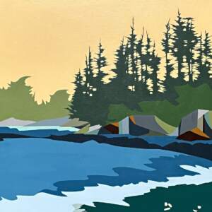 Goodnight Moon Snail, original acrylic landscape painting by Canadian artist Michelle Barkway at Effusion Art Gallery in Invermere, BC.