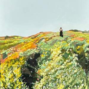 For Once in My Life, original acrylic and marker figurative painting by Canadian artist Michaela Hoppe at Effusion Art Gallery in Invermere, BC.