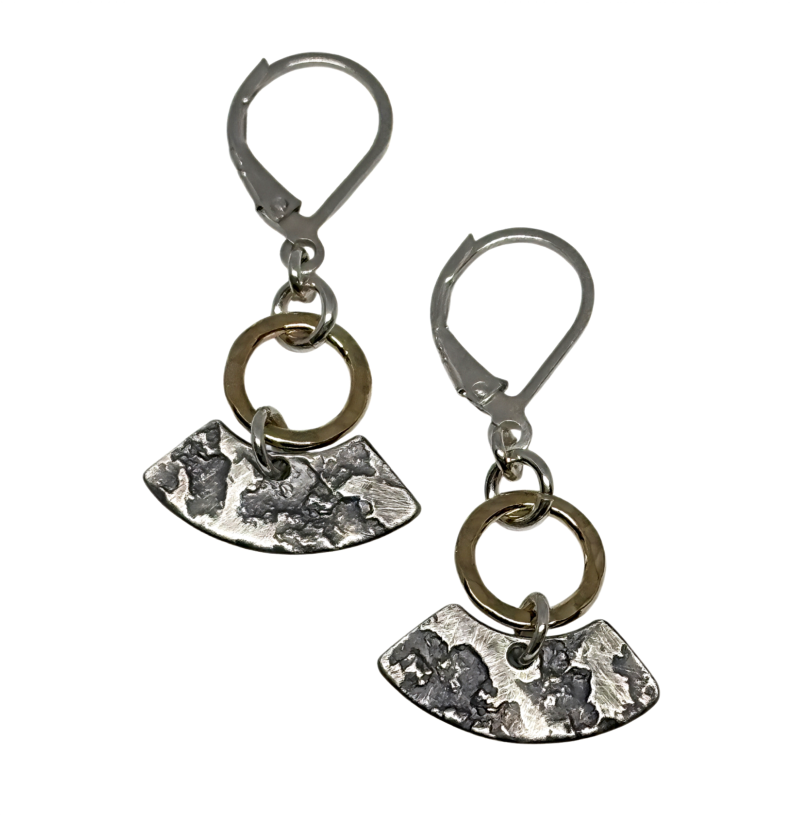 Handmade sterling silver and bronze earrings by Canadian artist Karyn Chopik at Effusion Art Gallery in Invermere, BC.