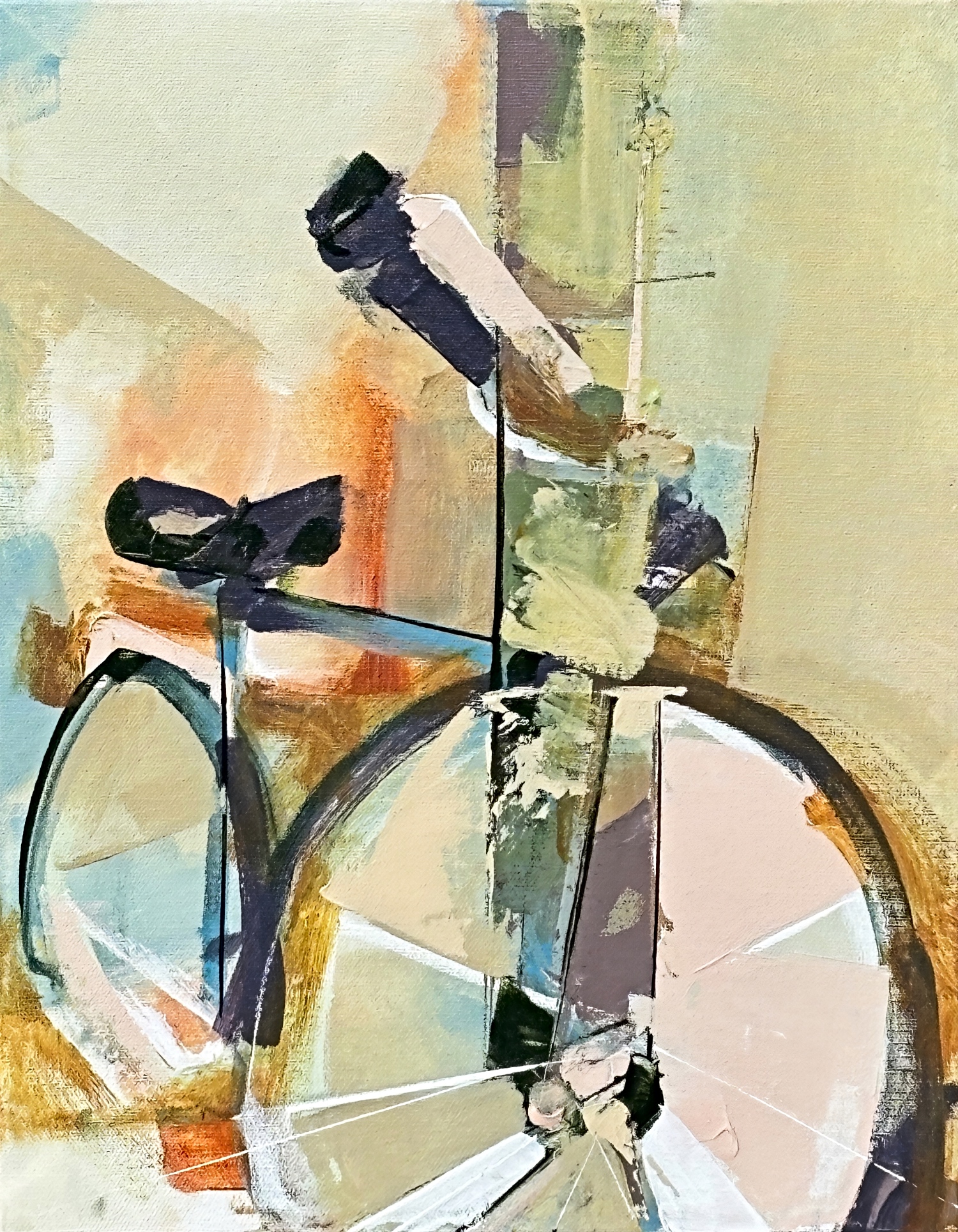 Effervescence, original acrylic bike painting by Canadian artist Katie Lois at Effusion Art Gallery in Invermere, BC.
