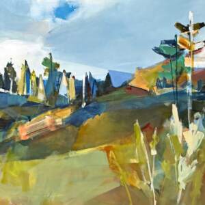 Meet in the Middle, original acrylic landscape painting by Canadian artist Katie Lois at Effusion Art Gallery in Invermere, BC.