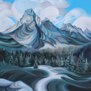 Burstall Pass, original acrylic landscape painting by Canadian artist Tess Paul at Effusion Art Gallery in Invermere, BC.