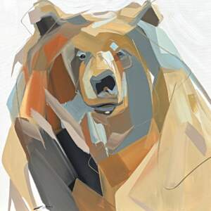 Sun Bleached, original acrylic bear painting by Canadian artist Laura Stevens at Effusion Art Gallery in Invermere, BC.