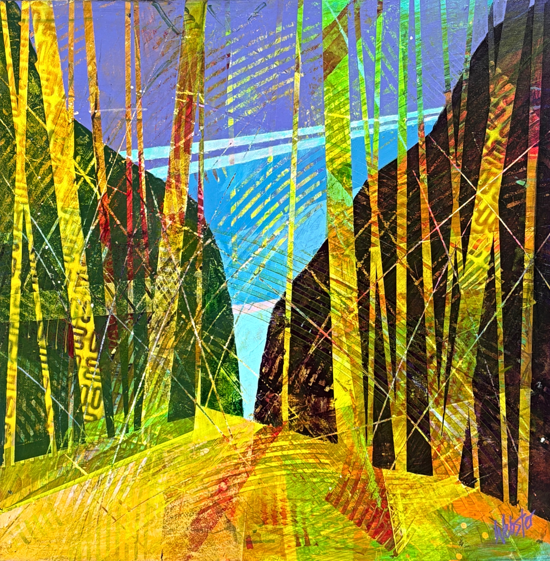 Sinclair Passage, original acrylic landscape painting by Canadian artist John Webster at Effusion Art Gallery in Invermere, BC.