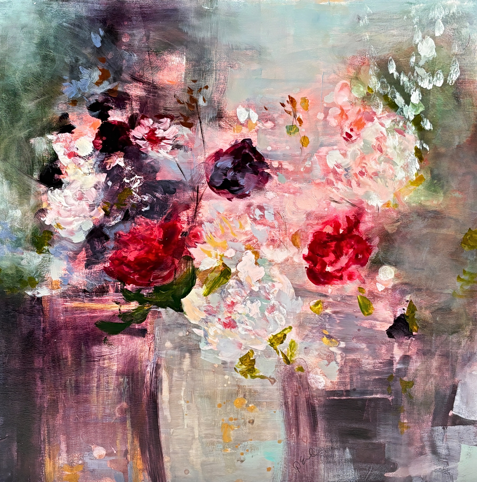 See the Sunlight in Her Soul, original oil floral painting by Canadian artist Denna Erickson at Effusion Art Gallery in Invermere, BC.