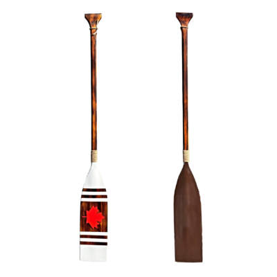 Canada True Paddle 9, one-of-a-kind hand-painted canoe paddle with maple leaf by Canadian artist Kara Masters at Effusion Art Gallery in Invermere, BC.